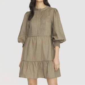 WE ARE KINDRED Madeline Linen Mini Dress 4 olive